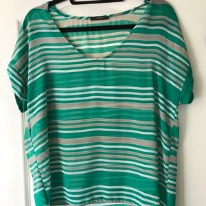Nordstrom Soprano Green Striped Shear Blouse